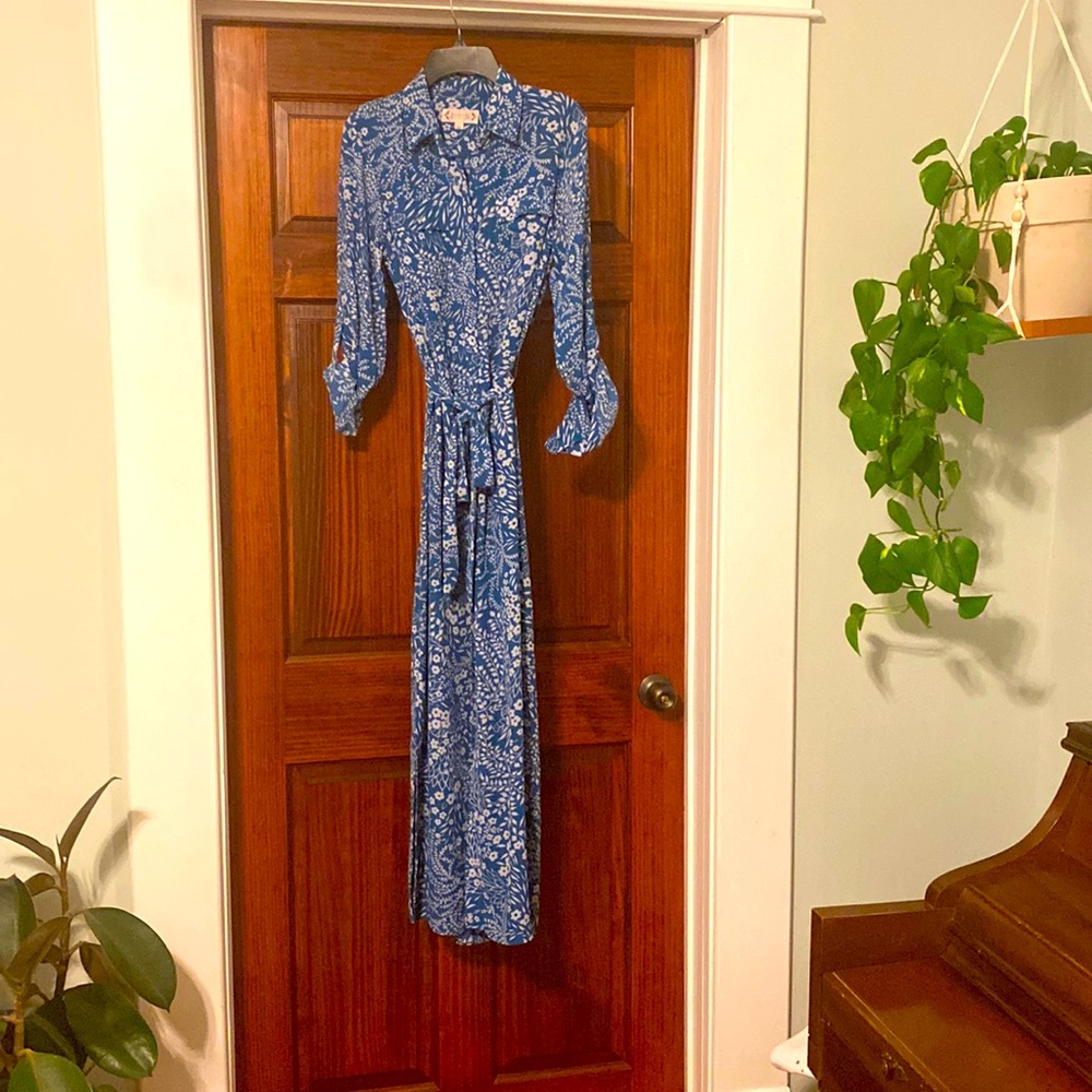Blue shirt dress